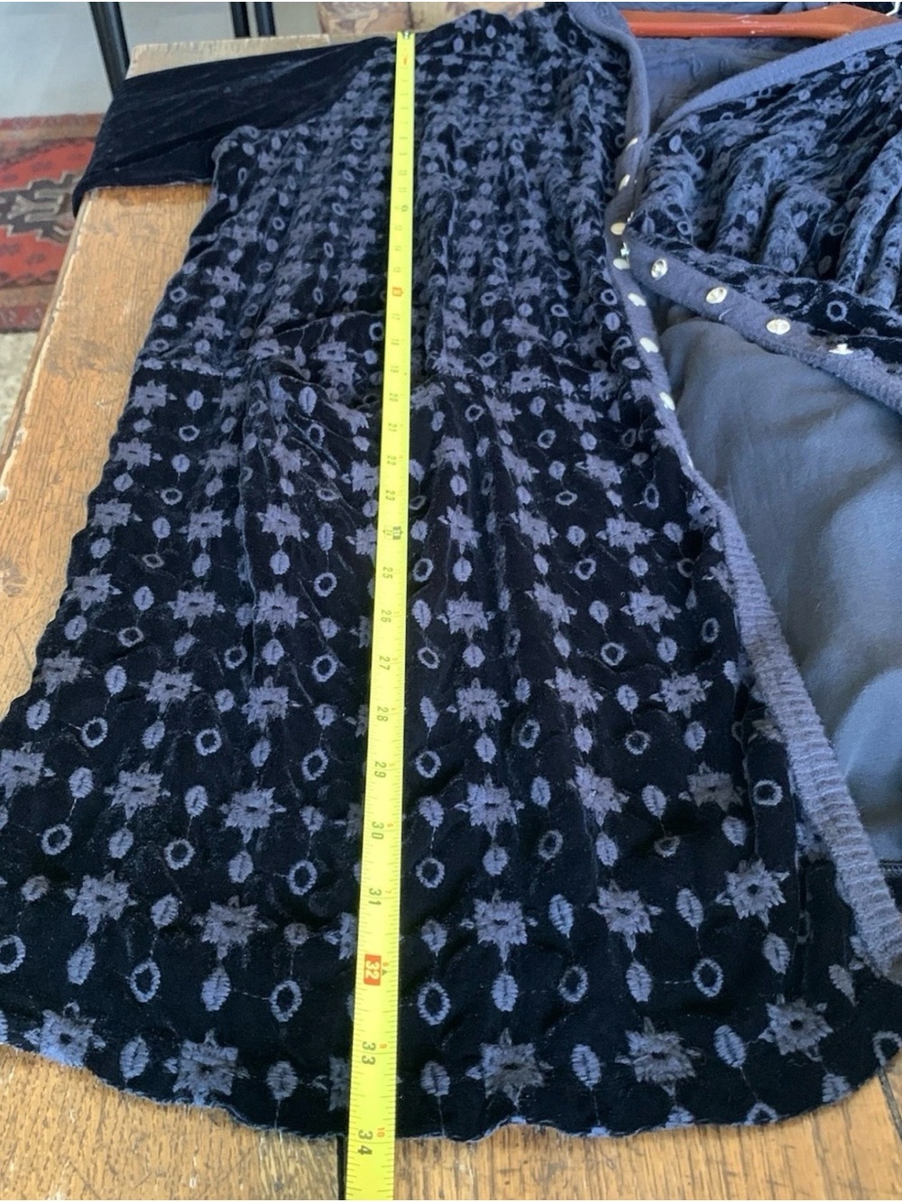 Johnny Was Black Velvet Patterned Hooded Longline jacket - Picture 8 of 9